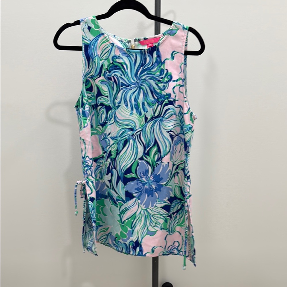 Lilly Pulitzer Swirl Print Top in Blue and Pink
